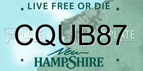 CQUB87 New Hampshire License Plate