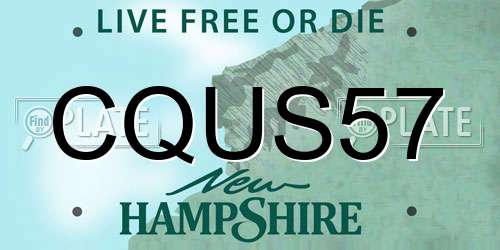 CQUS57 New Hampshire License Plate