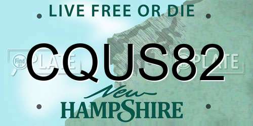 CQUS82 New Hampshire License Plate