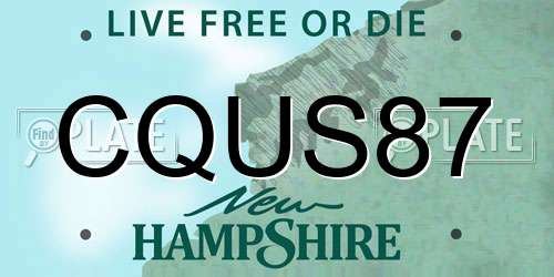 CQUS87 New Hampshire License Plate