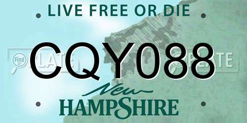CQY088 New Hampshire License Plate