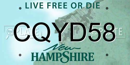 CQYD58 New Hampshire License Plate
