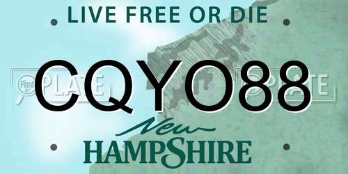 CQYO88 New Hampshire License Plate