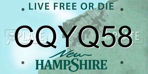 CQYQ58 New Hampshire License Plate
