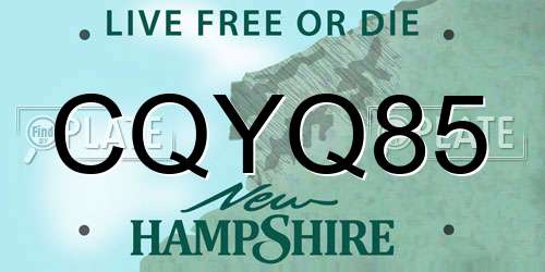 CQYQ85 New Hampshire License Plate