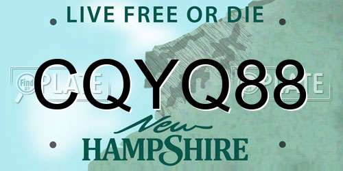 CQYQ88 New Hampshire License Plate