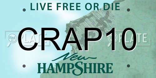 CRAP10 New Hampshire License Plate