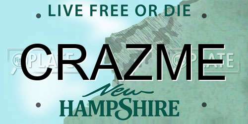CRAZME New Hampshire License Plate