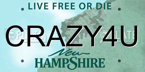 CRAZY4U New Hampshire License Plate