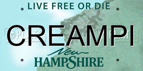 CREAMPI New Hampshire License Plate