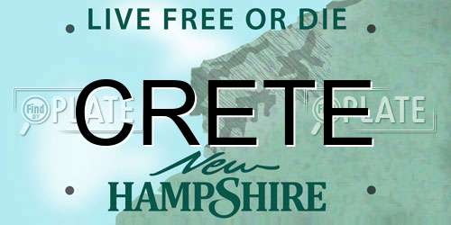 CRETE New Hampshire License Plate