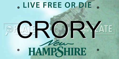 CRORY New Hampshire License Plate