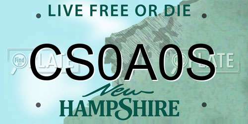 CS0A0S New Hampshire License Plate
