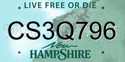 CS3Q796 New Hampshire License Plate