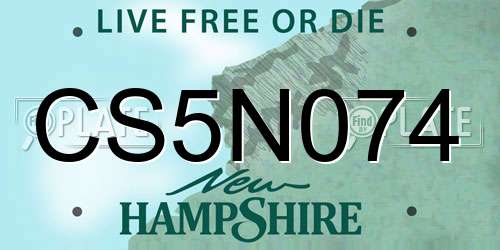 CS5N074 New Hampshire License Plate