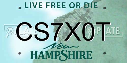 CS7X0T New Hampshire License Plate