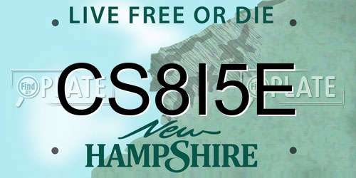 CS8I5E New Hampshire License Plate