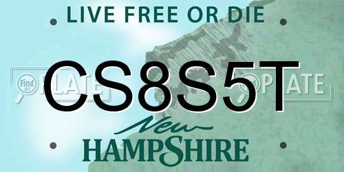 CS8S5T New Hampshire License Plate