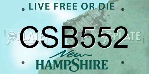 CSB552 New Hampshire License Plate