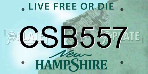 CSB557 New Hampshire License Plate