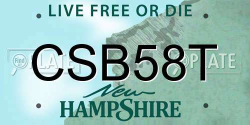 CSB58T New Hampshire License Plate