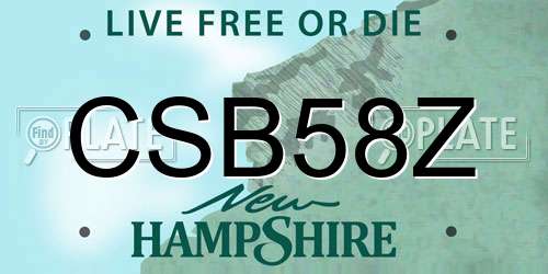 CSB58Z New Hampshire License Plate