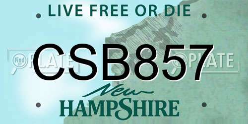 CSB857 New Hampshire License Plate