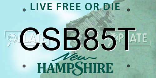 CSB85T New Hampshire License Plate