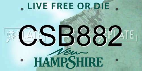 CSB882 New Hampshire License Plate