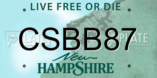 CSBB87 New Hampshire License Plate