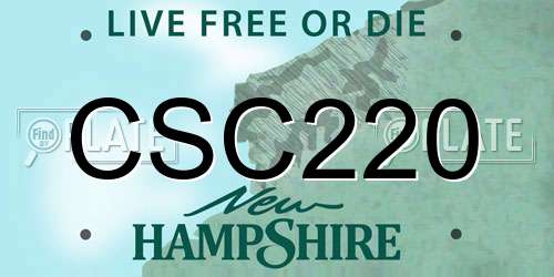 CSC220 New Hampshire License Plate