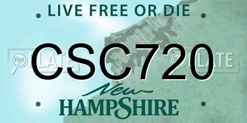 CSC720 New Hampshire License Plate