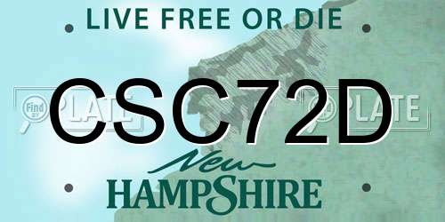 CSC72D New Hampshire License Plate