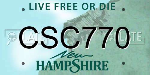 CSC770 New Hampshire License Plate