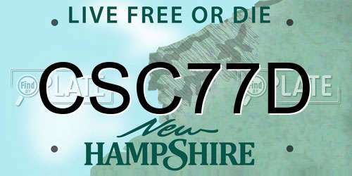 CSC77D New Hampshire License Plate