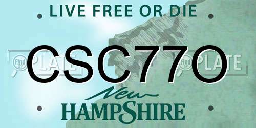 CSC77O New Hampshire License Plate
