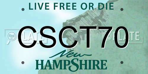 CSCT70 New Hampshire License Plate