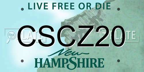 CSCZ20 New Hampshire License Plate