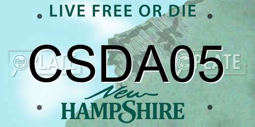 CSDA05 New Hampshire License Plate
