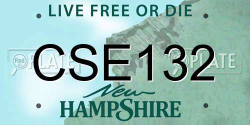 CSE132 New Hampshire License Plate
