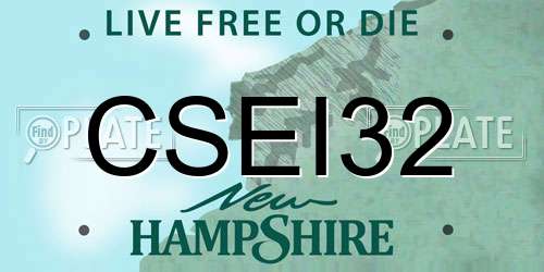 CSEI32 New Hampshire License Plate