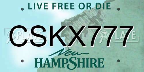 CSKX777 New Hampshire License Plate
