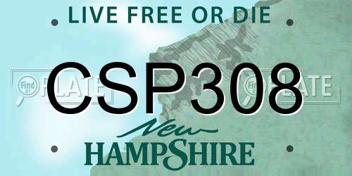 CSP308 New Hampshire License Plate