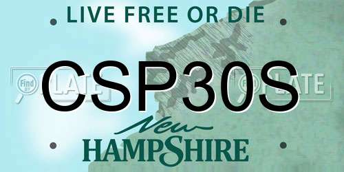 CSP30S New Hampshire License Plate