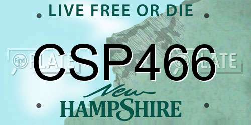 CSP466 New Hampshire License Plate