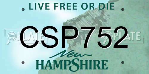 CSP752 New Hampshire License Plate