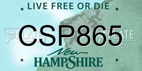 CSP865 New Hampshire License Plate