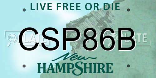 CSP86B New Hampshire License Plate