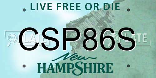 CSP86S New Hampshire License Plate