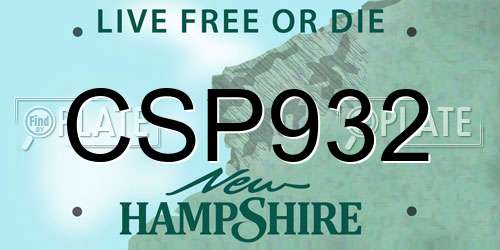CSP932 New Hampshire License Plate